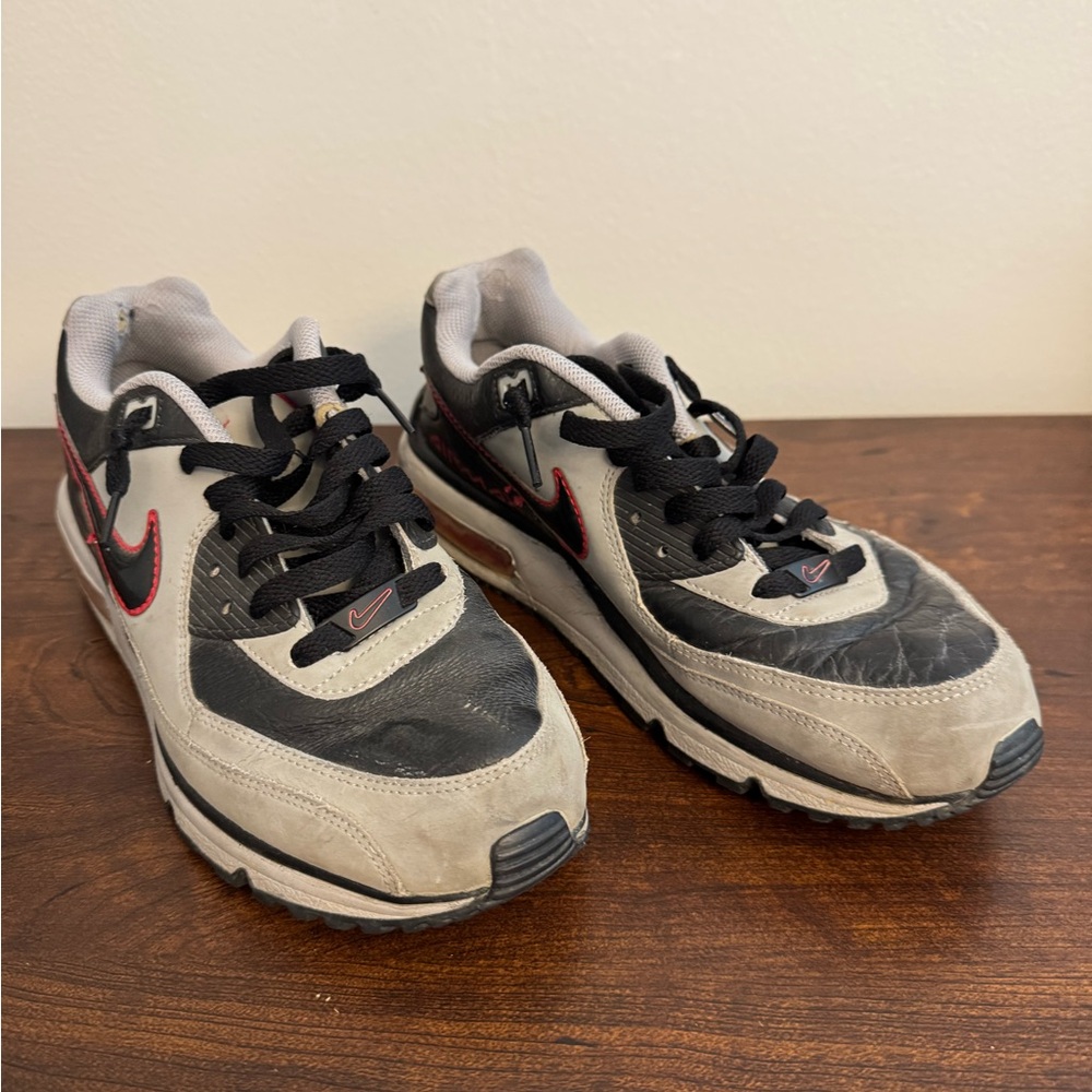 Nike AirMax Black and Gray Shoes with Red Details